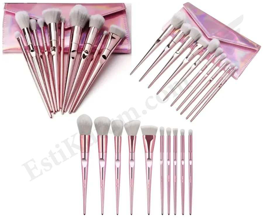 Maange 10pcs Brush Set With Bag - Pink