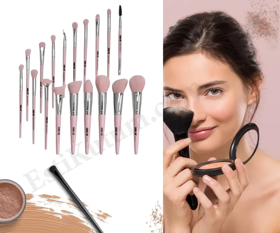 Maange 18 Pcs Makeup Brushes Set Professional Brush Set - Pink